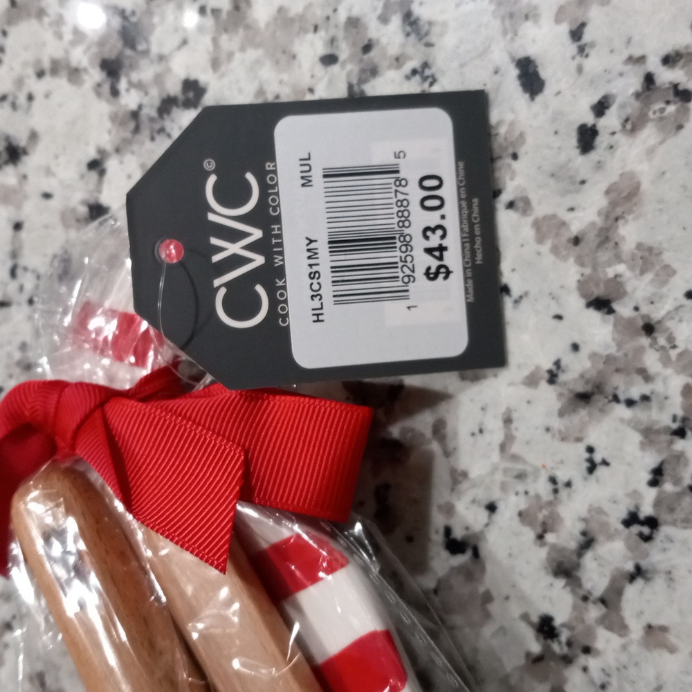 CWC 3-pc. Holiday Baking Tools Set In Red / White Spoon Rest| Spatula | Wihisk - Picture 12 of 12